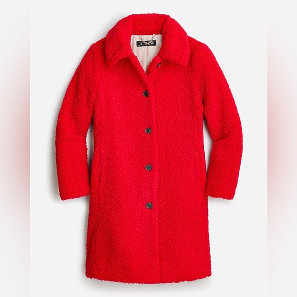 J. Crew Jackets & Blazers - J.Crew red Teddy sherpa lady coat Size SP